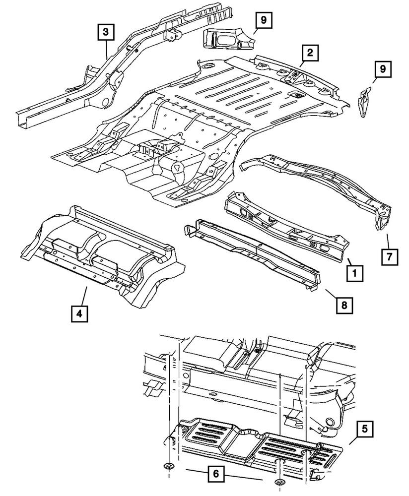 Genuine Mopar Side Member Gusset Right 55394440AD