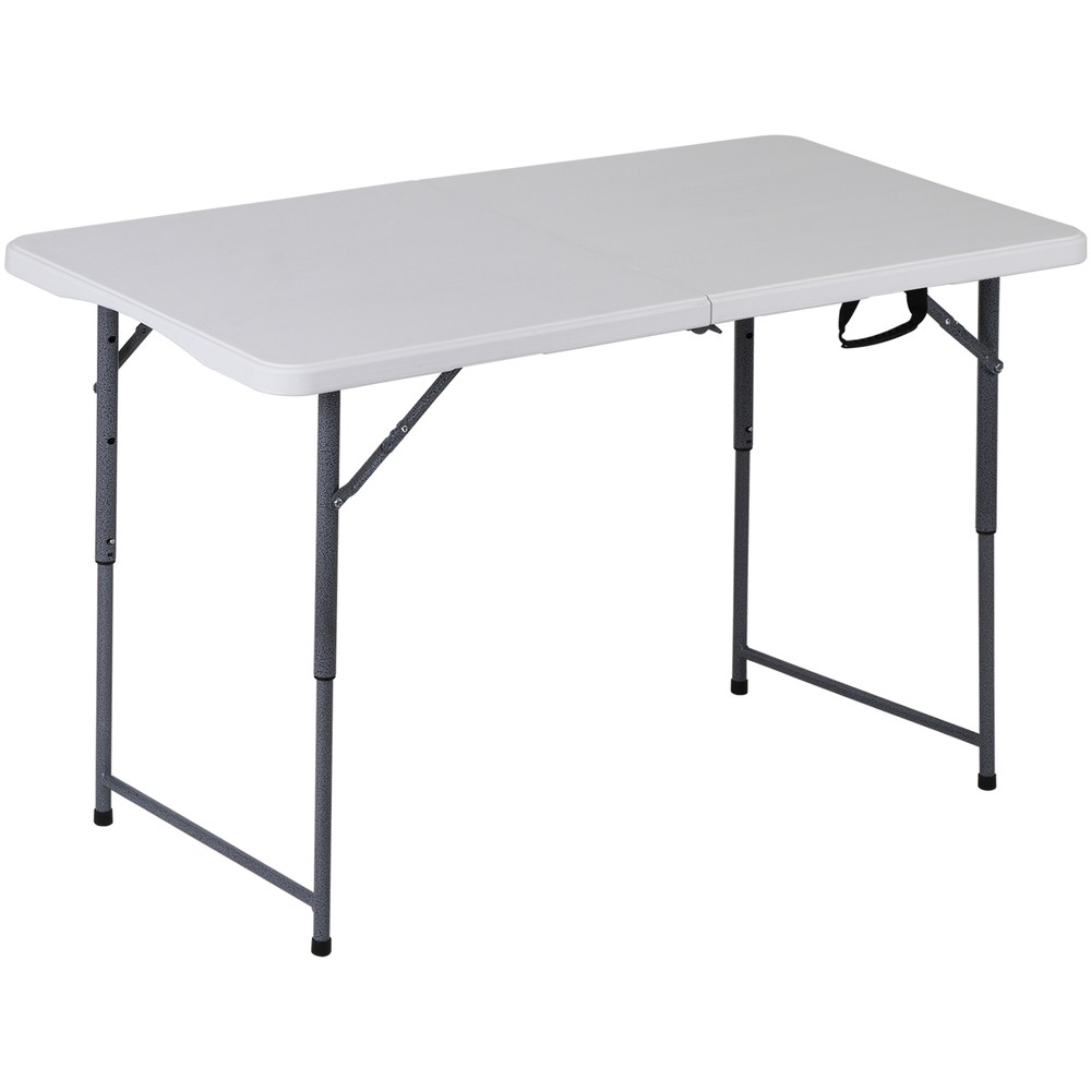 4ft Folding Table Foldable Legs & Adjustable Height Utility Camping Table White
