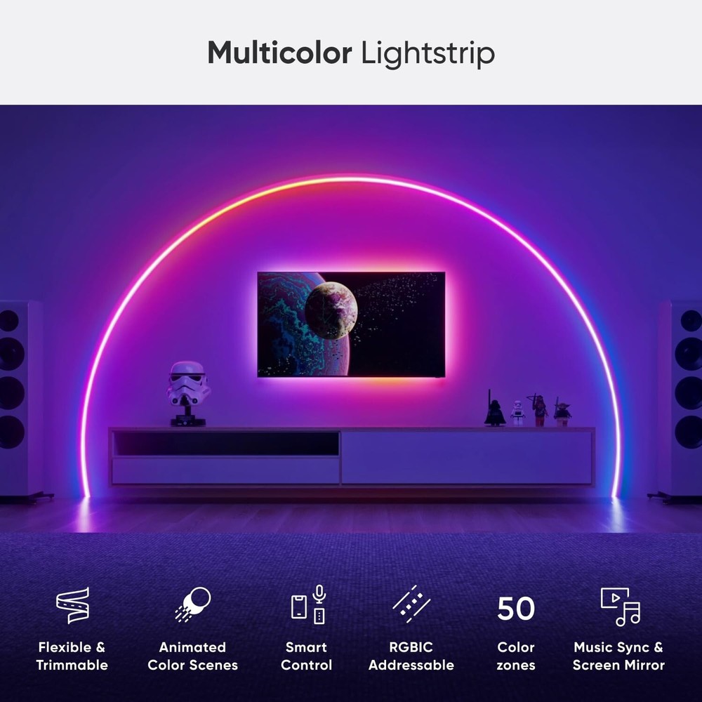 Nanoleaf Essentials Matter Bluetooth & WiFi Smart Multicolor LED Lightstrip 2...
