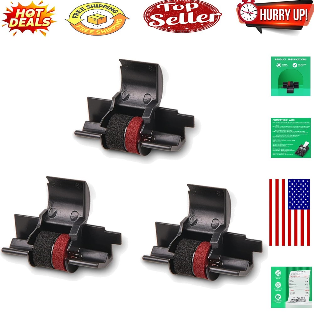 3-Pack Compatible Calculator Ink Ribbons for Sharp, Canon, Casio & More