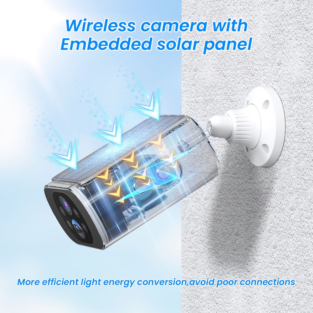 ANRAN CCTV Security Camera System 4MP Wireless Solar Panel Color Night Vision