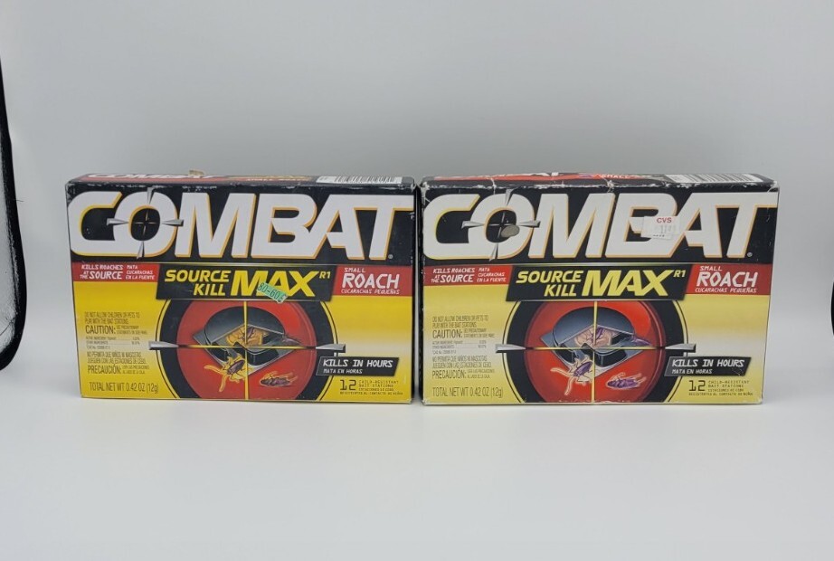 NEW! 2x Combat Source Kill Max Small Roach Killing Bait Stations 12 count Each