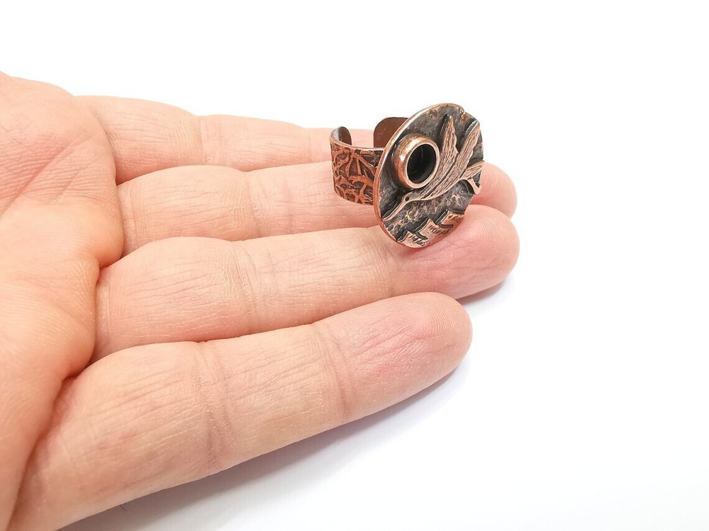 Bird Ring Blank Setting, Cabochon Mounting, Adjustable Resin Base, Inlay Ring
