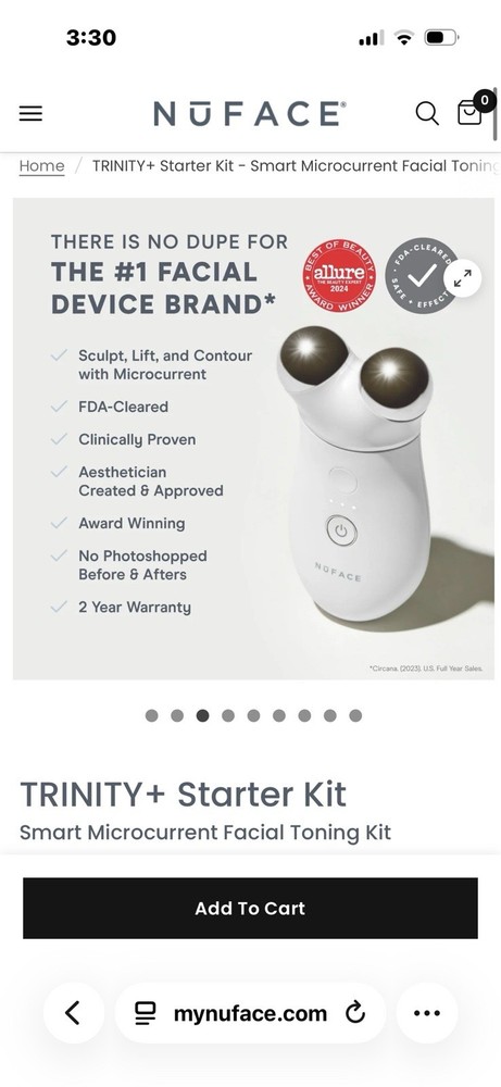 NuFACE Trinity+ Smart Microcurrent Facial Toning Device White FDA-C…