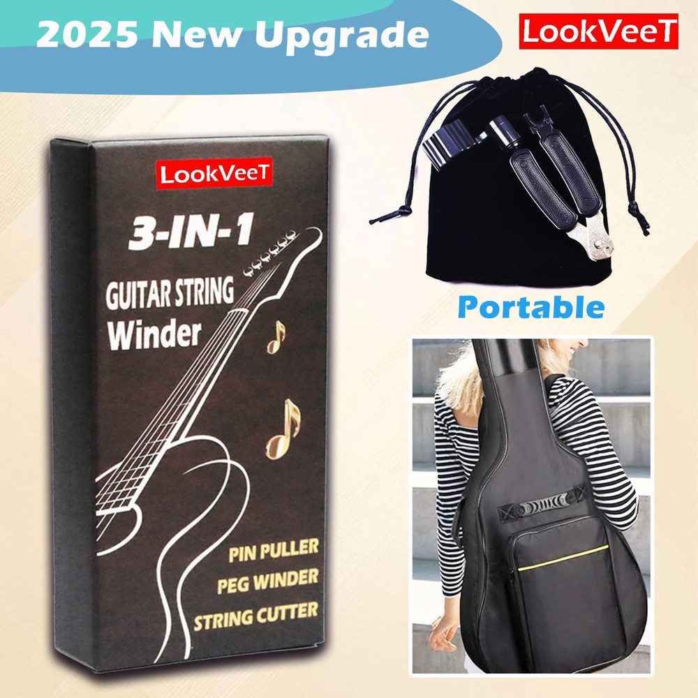 Guitar String Winder, Cutter and Bridge Pin Puller 3-in-1 Tool For blue