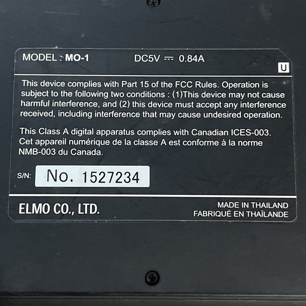 ELMO MO-1 PORTABLE VISUAL PRESENTER DOCUMENT CAMERA