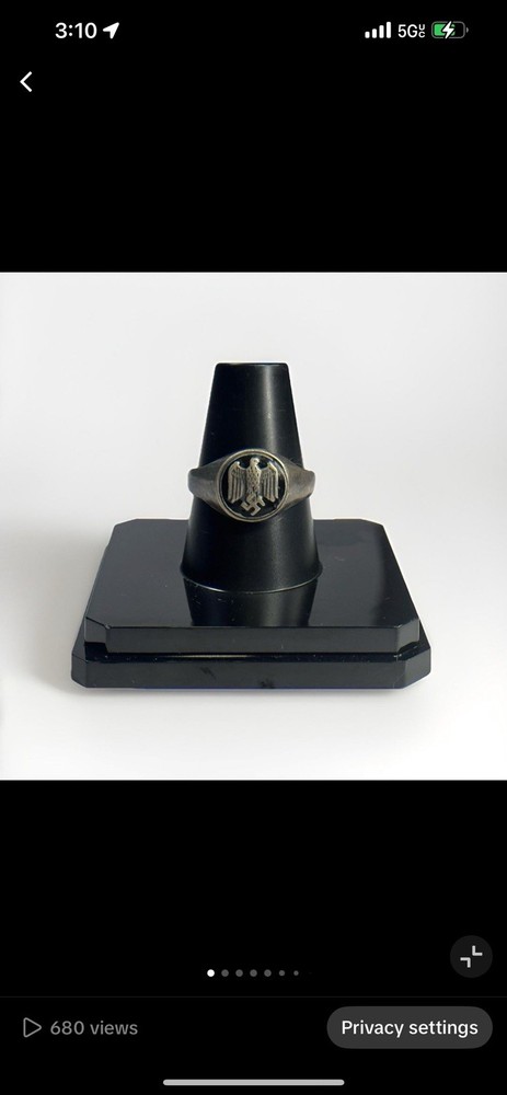 WW2 Army Ring 800 Silver Original