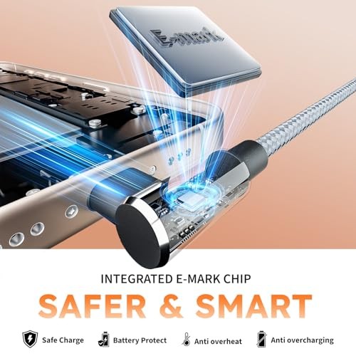 USB C Splitter Multi Charging Cable, Right Angle USB C 1Pack5FT Blue_Grey_Red