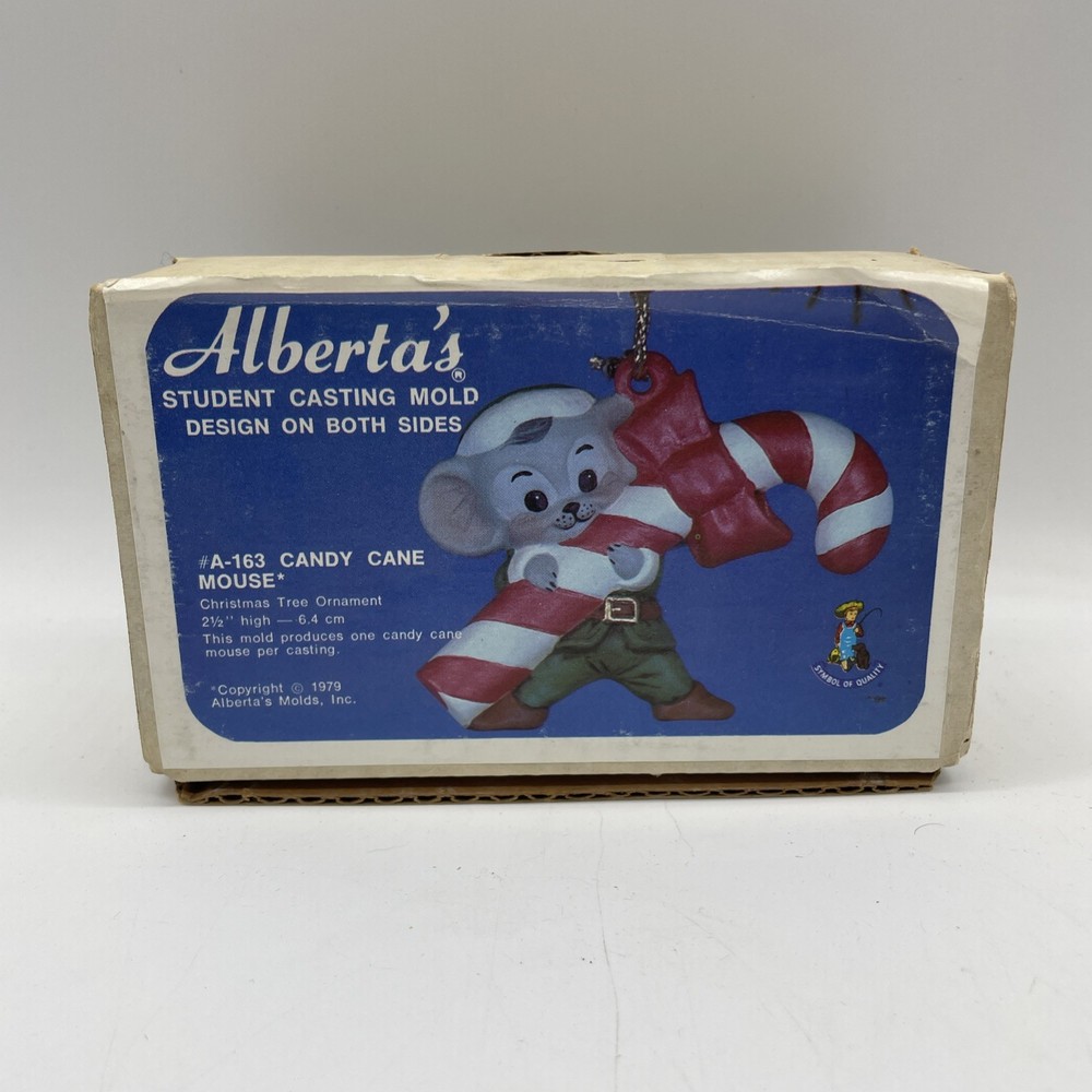 VTG 1979 Alberta's Student Ceramic Casting Mold #A-163 Candy Cane Mouse w/ Box