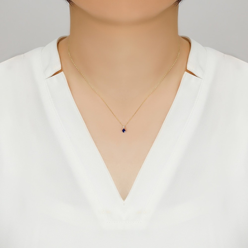 Una Royal Blue Sapphire Necklace / c0077sr