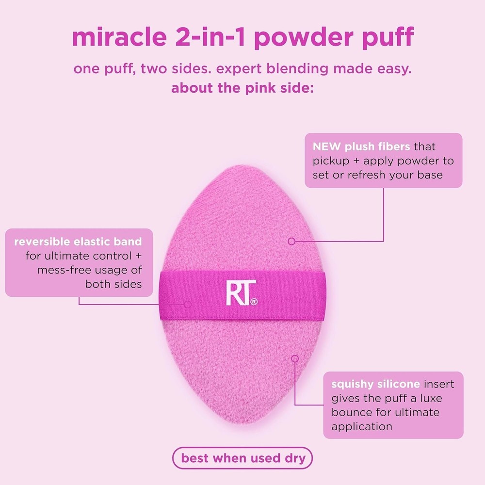 Real Techniques Miracle 2-In-1 Powder Puff, Dual-Sided, Full-Size Makeup...
