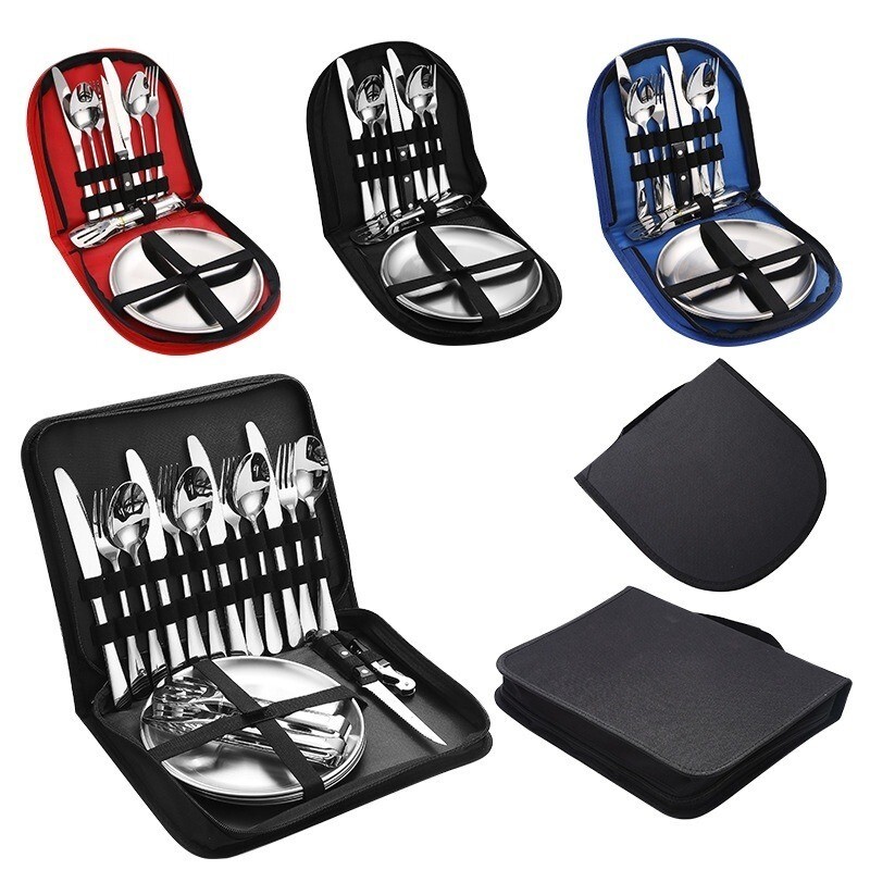 Camping Silverware Lightweight set & Fun Timepass Bowls Multi Pack