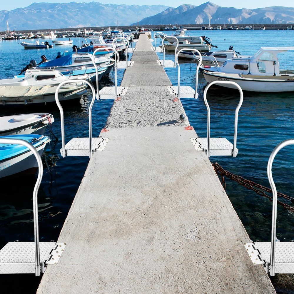 Foldable Boat Boarding Platforms W/Handrail Dock Extension Step Load 500lb
