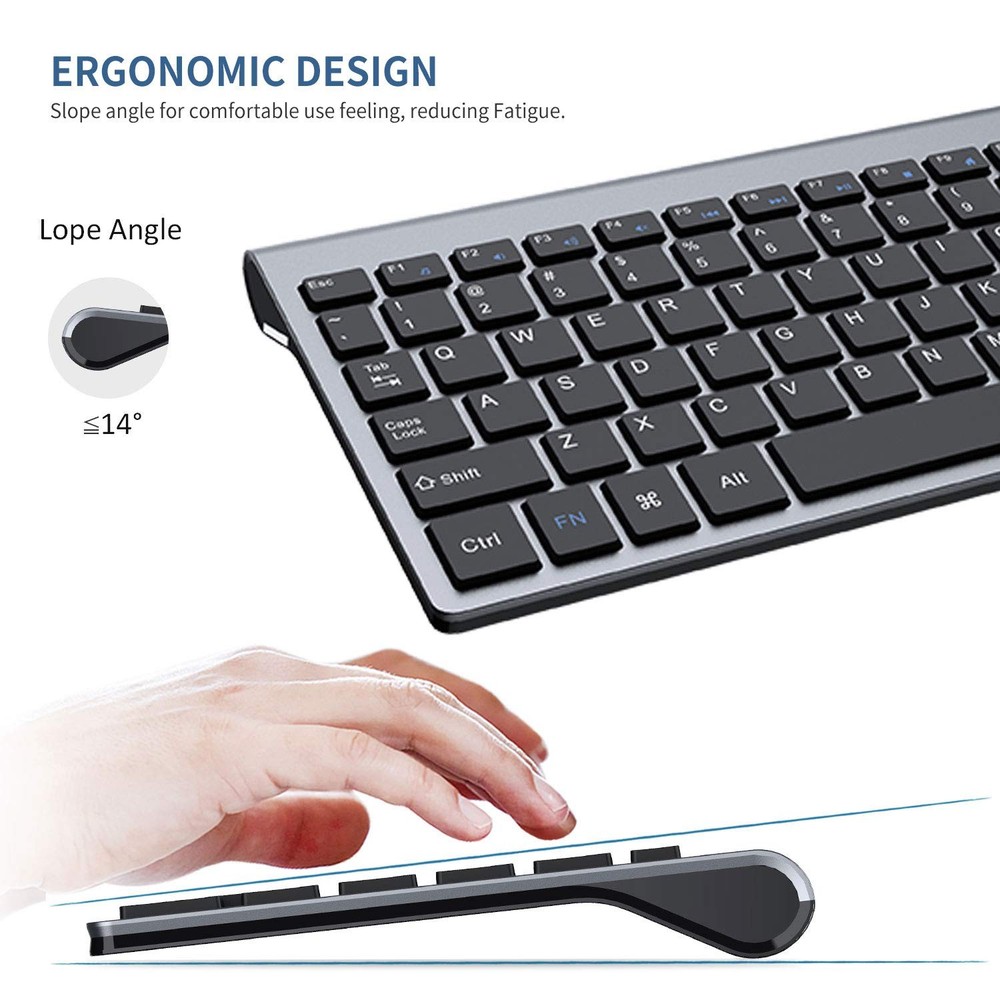 Keyboard and Mouse Wireless, USB 2.4GHz Combo Silent Quiet Low Profile Compac...