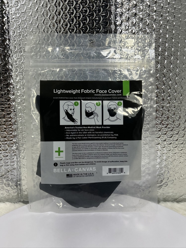NEW 5 COUNT Bella+Canvas Face Mask Lightweight Black