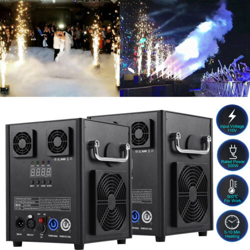 2PCS Cold Spark Machine 700W DMX Stage Firework Machine Wedding W/Flight Case