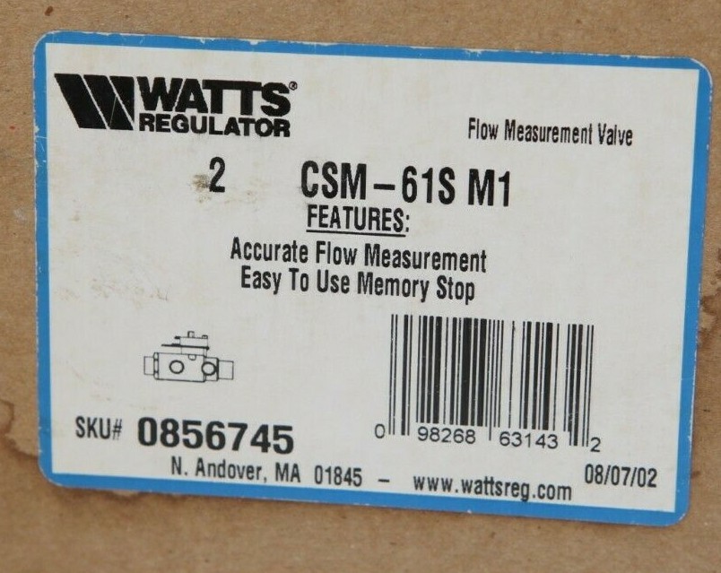 Watts Accurate Flow Measurement Valve 2" CSM-61S M1 0856745 Missing Brass Caps