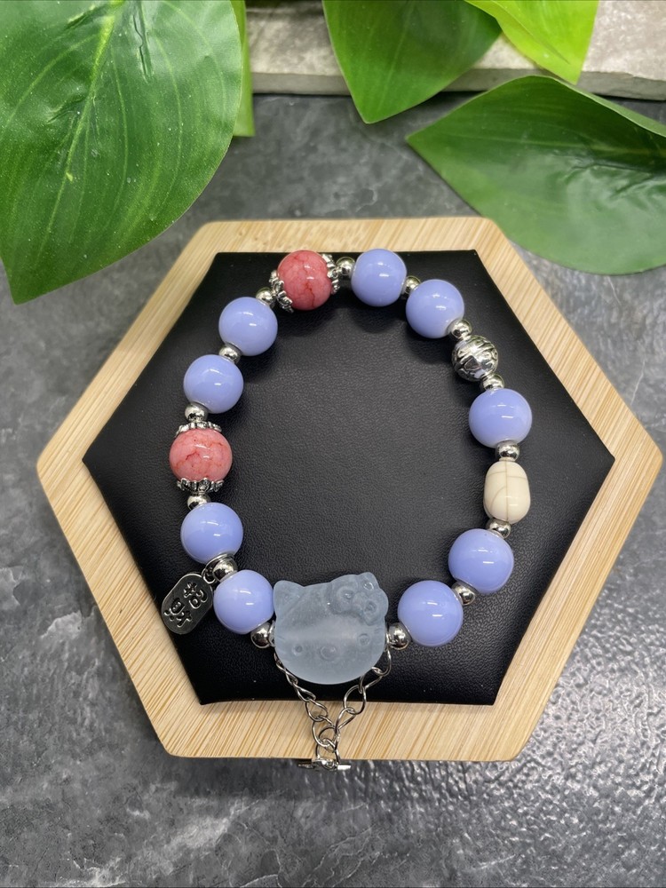 Handmade Ceramic Bead Beaded Stackable 6.5” Plus Stretch Bracelet New B327