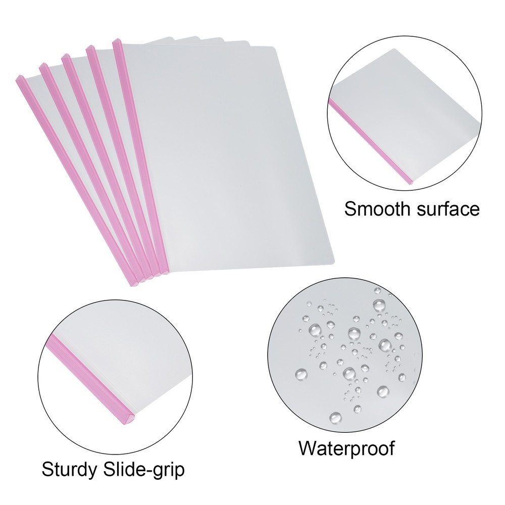 10Pcs Clear Report Covers with Sliding Bar, 10mm 75 Sheets Capacity, Red