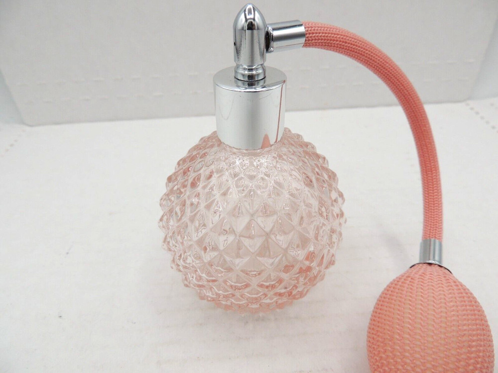 Vintage Pink Textured Glass Atomizer Perfume Bottle