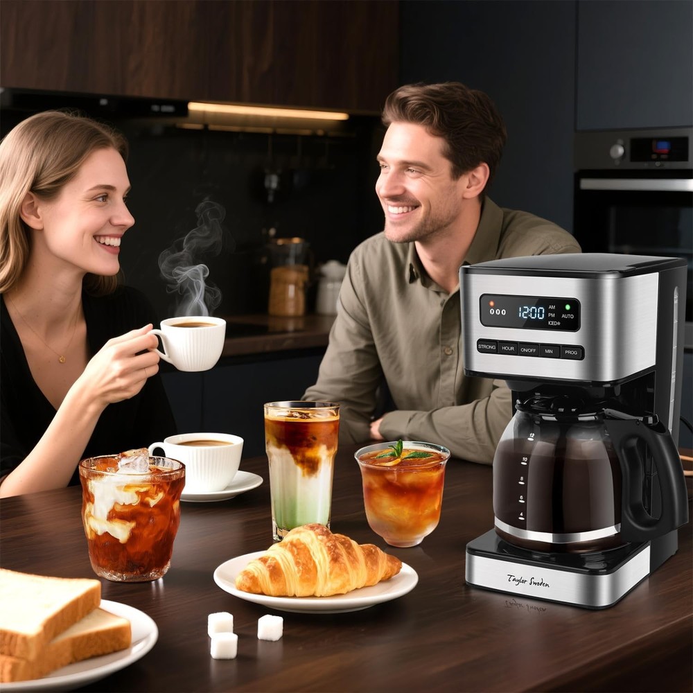 Programmable Coffee Makers 12 Cup, Hot and Iced Coffee Maker, 4 Brew Strength, L