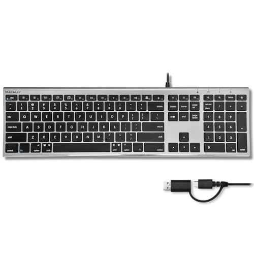 Wired Keyboard for Mac (Upgraded Dual USB A + C Plug) - USB C Space Gray