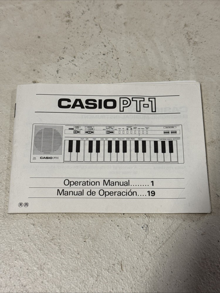 Vintage Casio PT-1 Electronic Mini Keyboard - Operation Manual ONLY