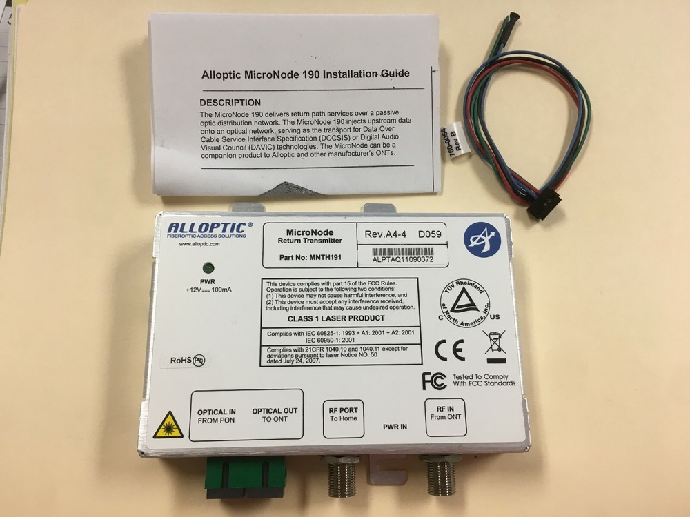 New Alloptic MicroNode MNTH191 Return Transmitter Module Rev. A4-4