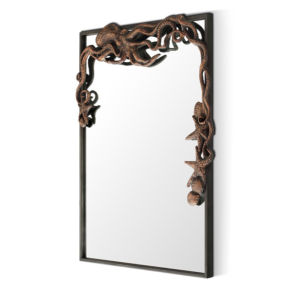 Octopus Rectangular Mirror Wall Mount Mirror Home Decor Cast Iron