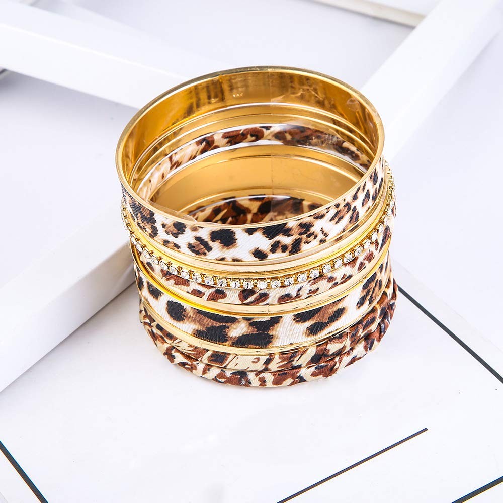 Leopard Multi Layer Bangle Bracelet Fashion Jewelry