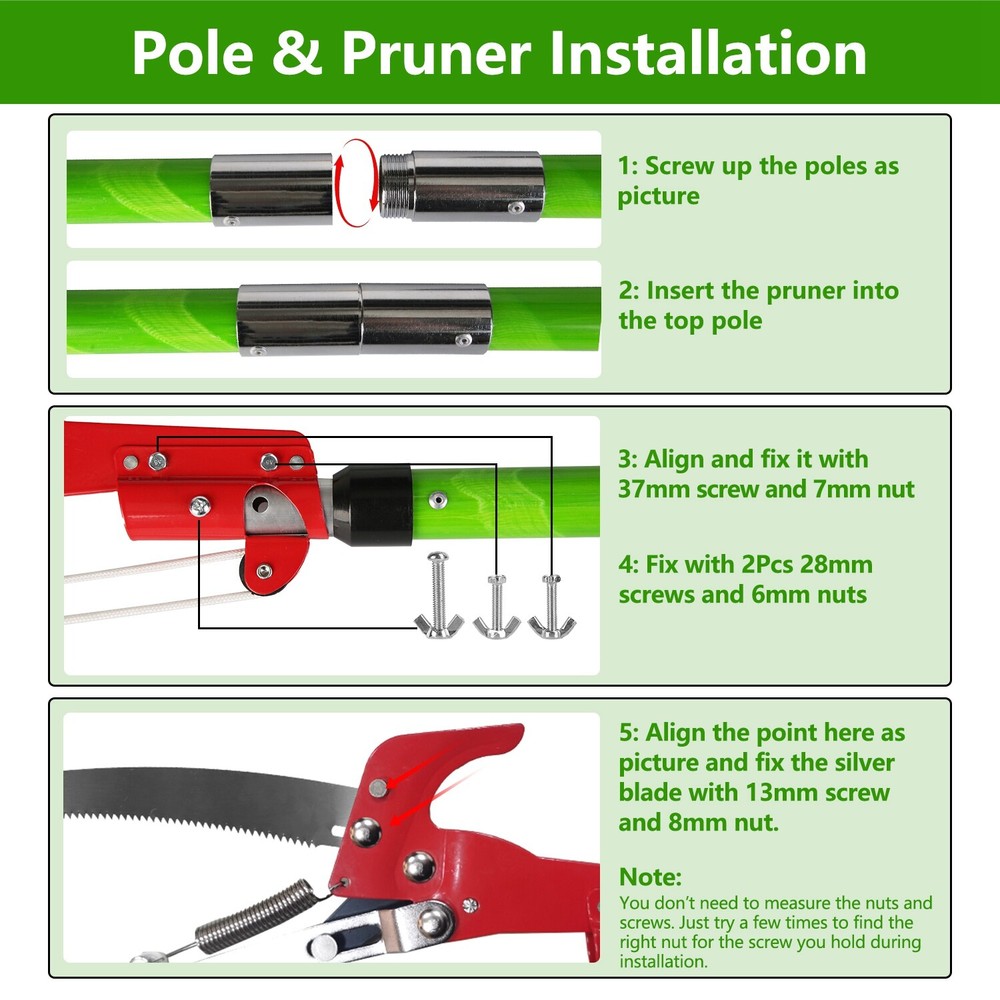 Pole Saw for Tree Trimming,Extendable Tree Pruner w/ Sharp Blade for High Branch