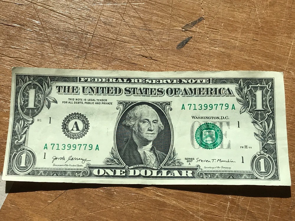 2017 A 1 Dollar Bill Error Misaligned Margin And Seal Error Dollar Bill