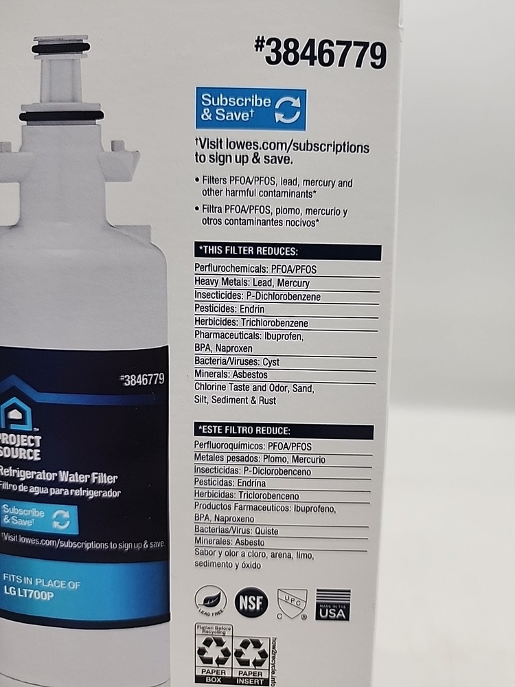 Project Source 2-Pack Refrigerator Water Filter #3846779 LG LT700P