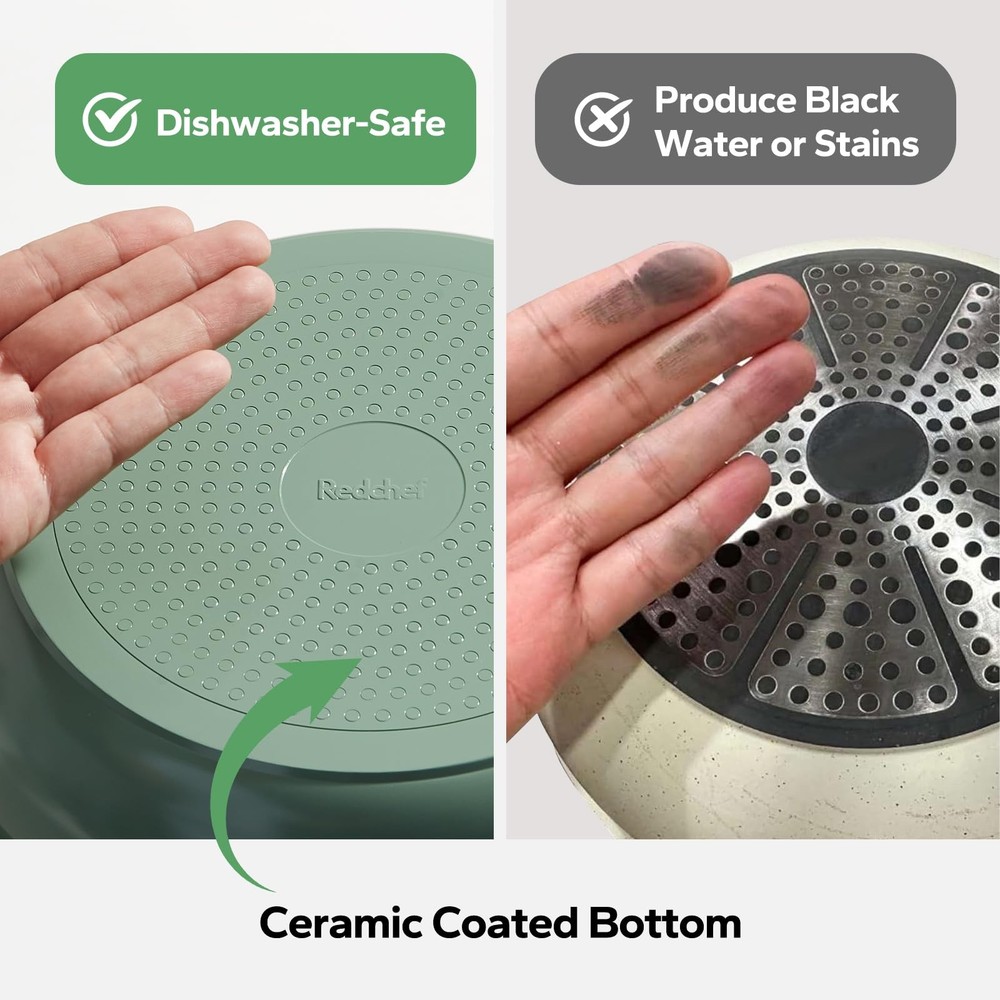 Redchef 16pcs Ceramic Pots and Pans Set Non Stick, Nonstick Ceramic Cookware ...