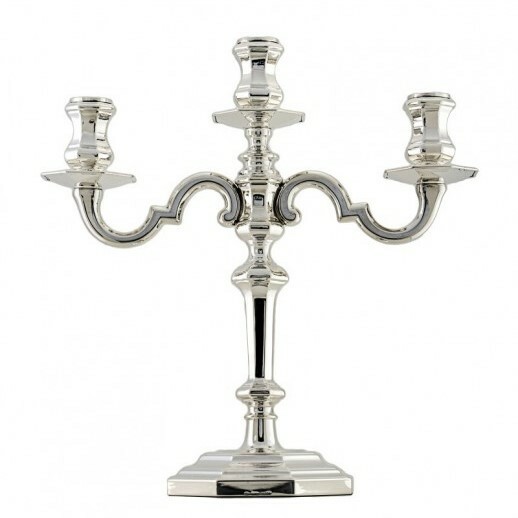 Three Flame Silver Chandelier Octagonal Style