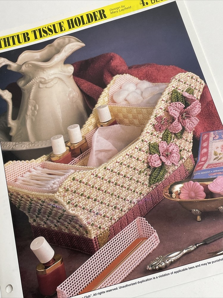 Annie's Attic Bathtub Tissue Holder Plastic Canvas Pattern