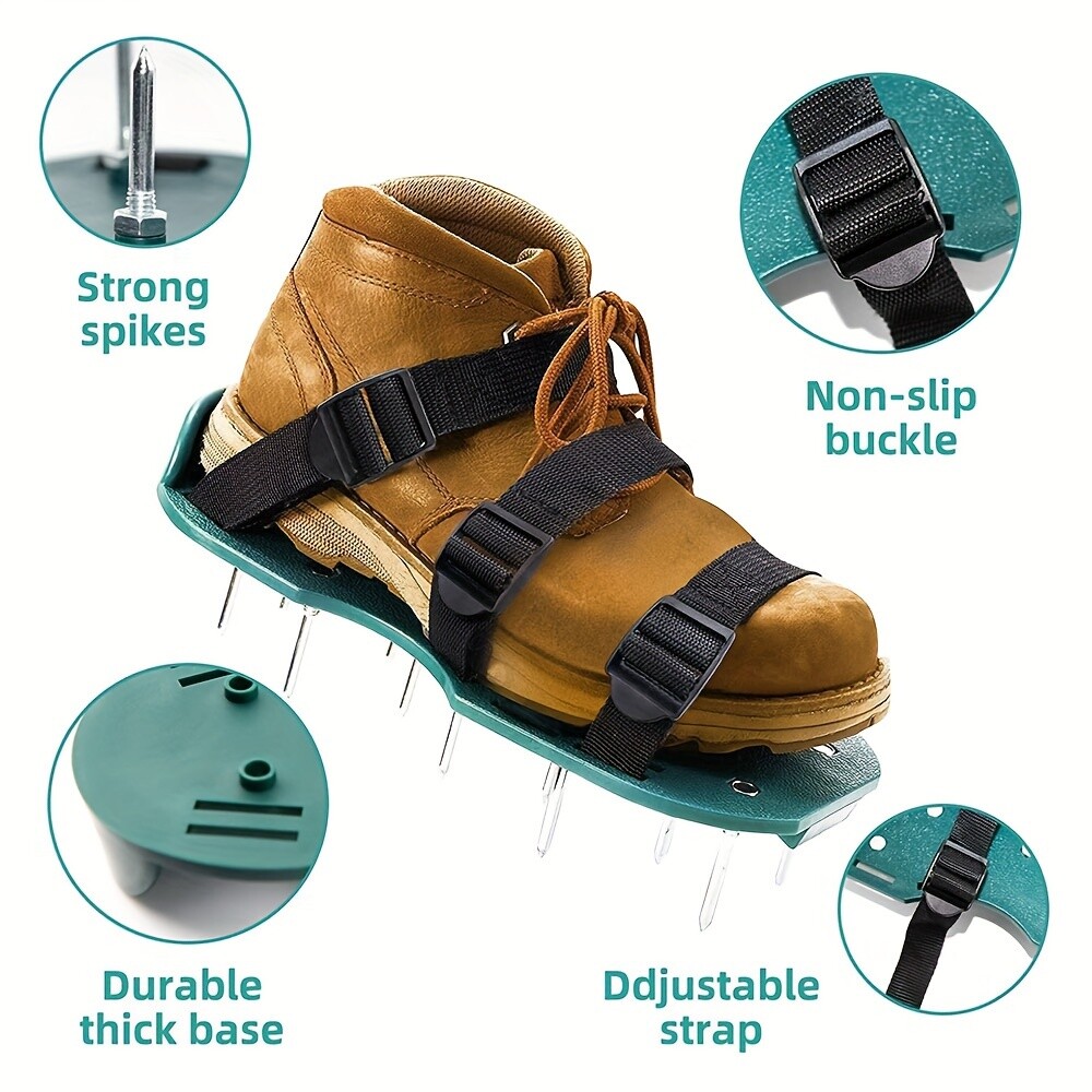 Manual Lawn Aerating Shoes Adjustable Straps