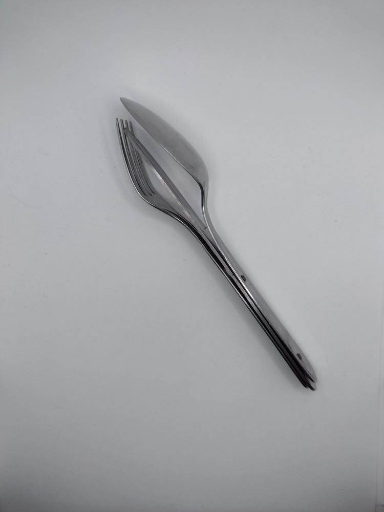 Vintage Camping Silverware Set Stainless Steel Interlocking