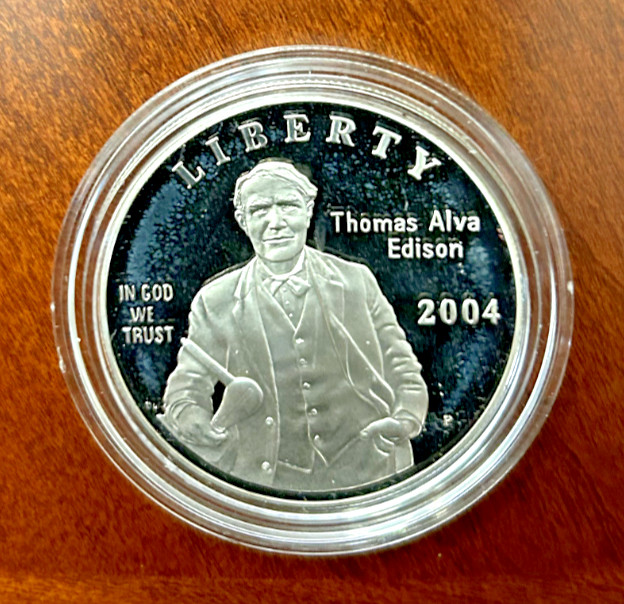 2004-P Thomas Edison Silver Dollar Proof US Mint $1 Commemorative