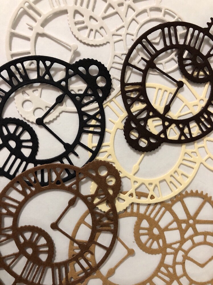 CLOCK GEARS Die-Cuts(6pc)Steampunk •Cogs•Sprocket•Earthtone•Machine •Antique