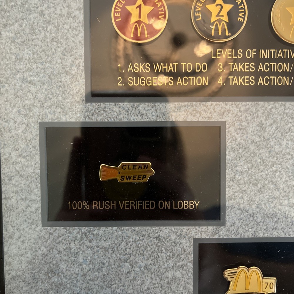 25”x13” Framed McDonald’s Recognition Program Display Pin Set With 25 Pins