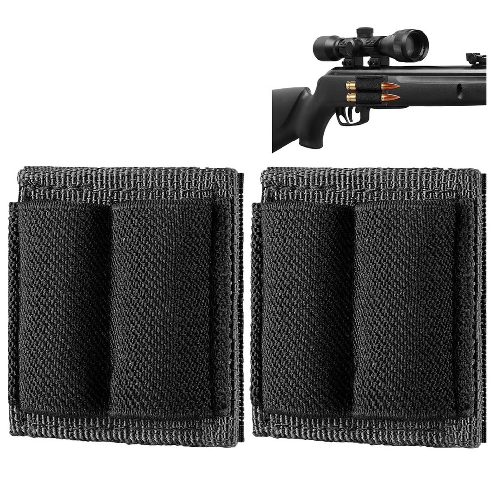 Tactical 2x Patch Ammo Holder 2 Round Adhesive Cartridges Hook Loop Bullet Pouch