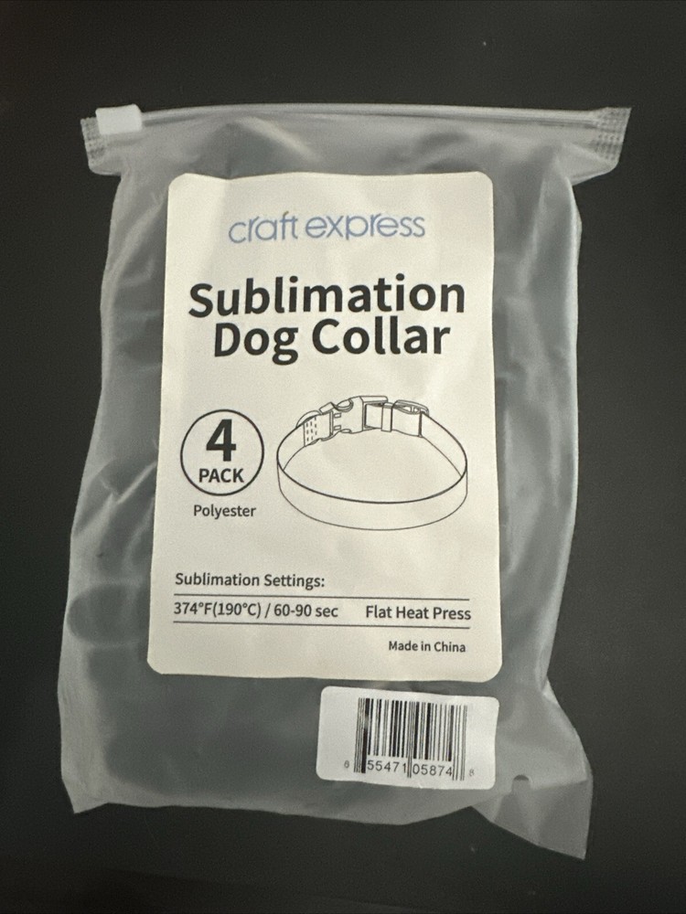 Craft Express Sublimation Dog Collars 4 Pack - Blanks - New - Adjustable