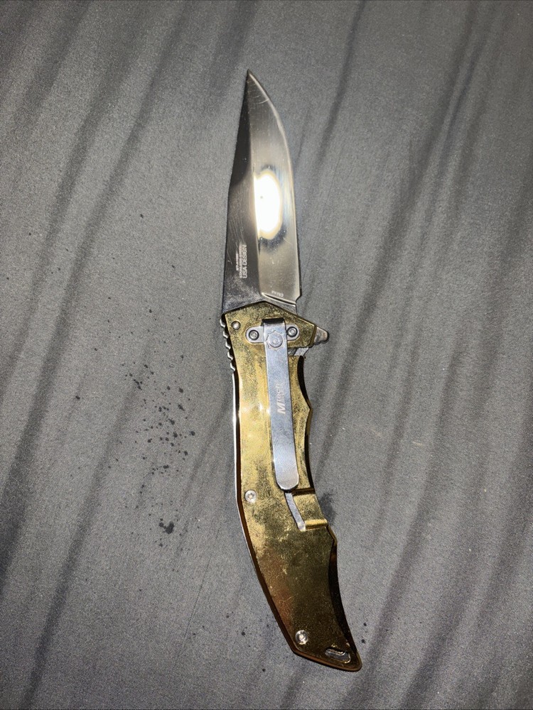 M-Tech USA Gold Engraved Folding Knife