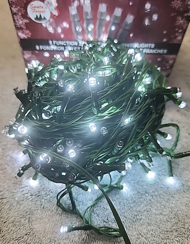 Santa's Forest 8 Function 300CT LED Cool White Lights 78' All Functions Tested