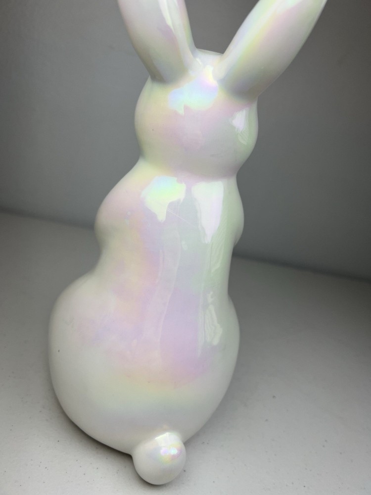 Iridescent Bunny Rabbit Figure Easter Decor 9.5"