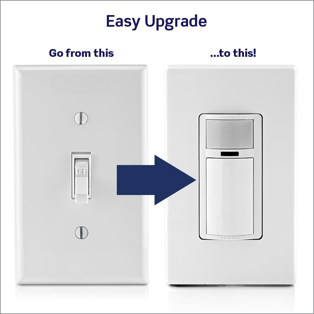 DOS02-LW Motion Sensor Light Switch, Motion Activated, Auto-On/Auto-Off, 2A, No