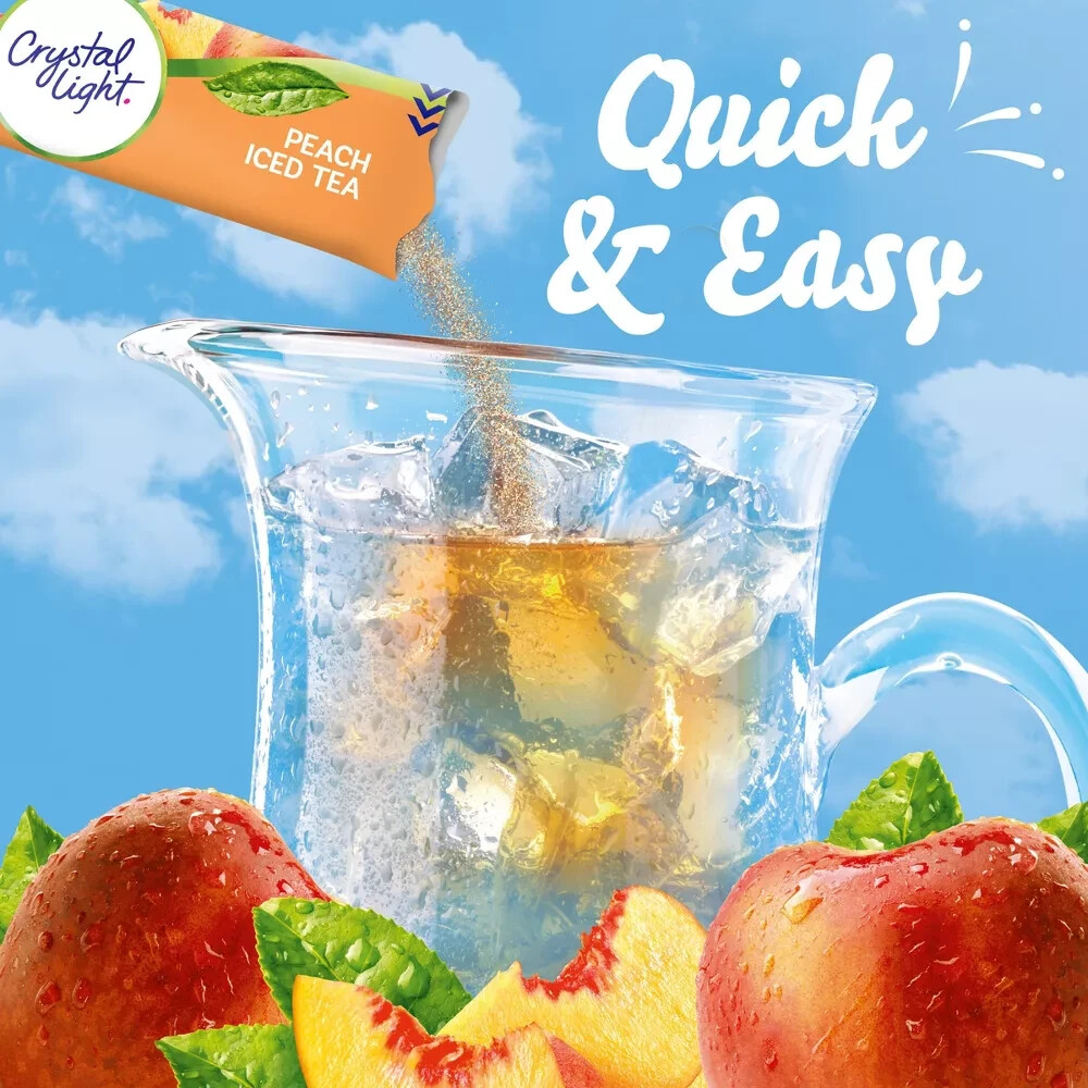 Crystal Light Peach Iced Tea Made with black tea 6 Pitcher Packets each box-