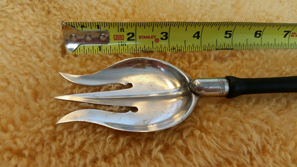 Antique Spoon Fork Hallmarked Nickel Silver Serving Fork Spoon Ebony Wood