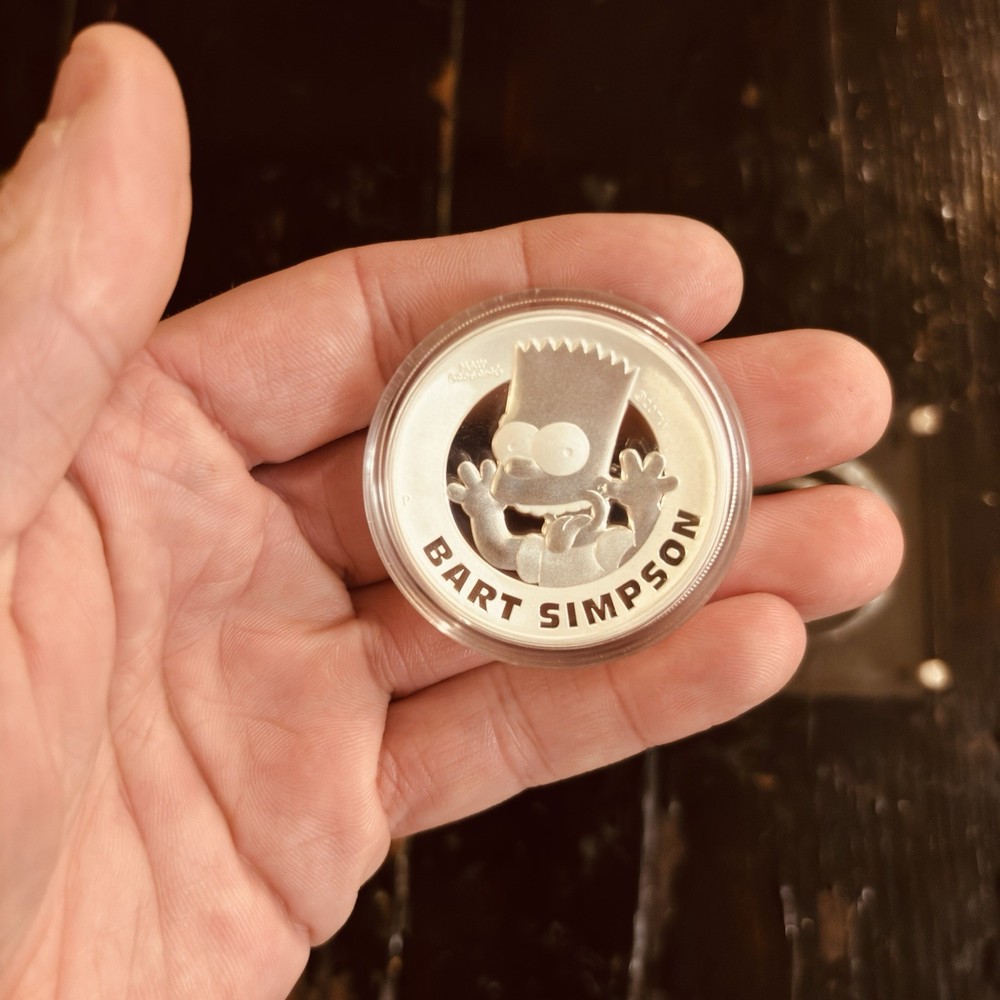2022 2 Oz Silver $2 Tuvalu BART SIMPSON High Relief Proof Coin.